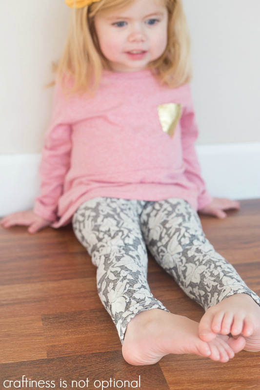 heathered red nessie top and butterfly leggings