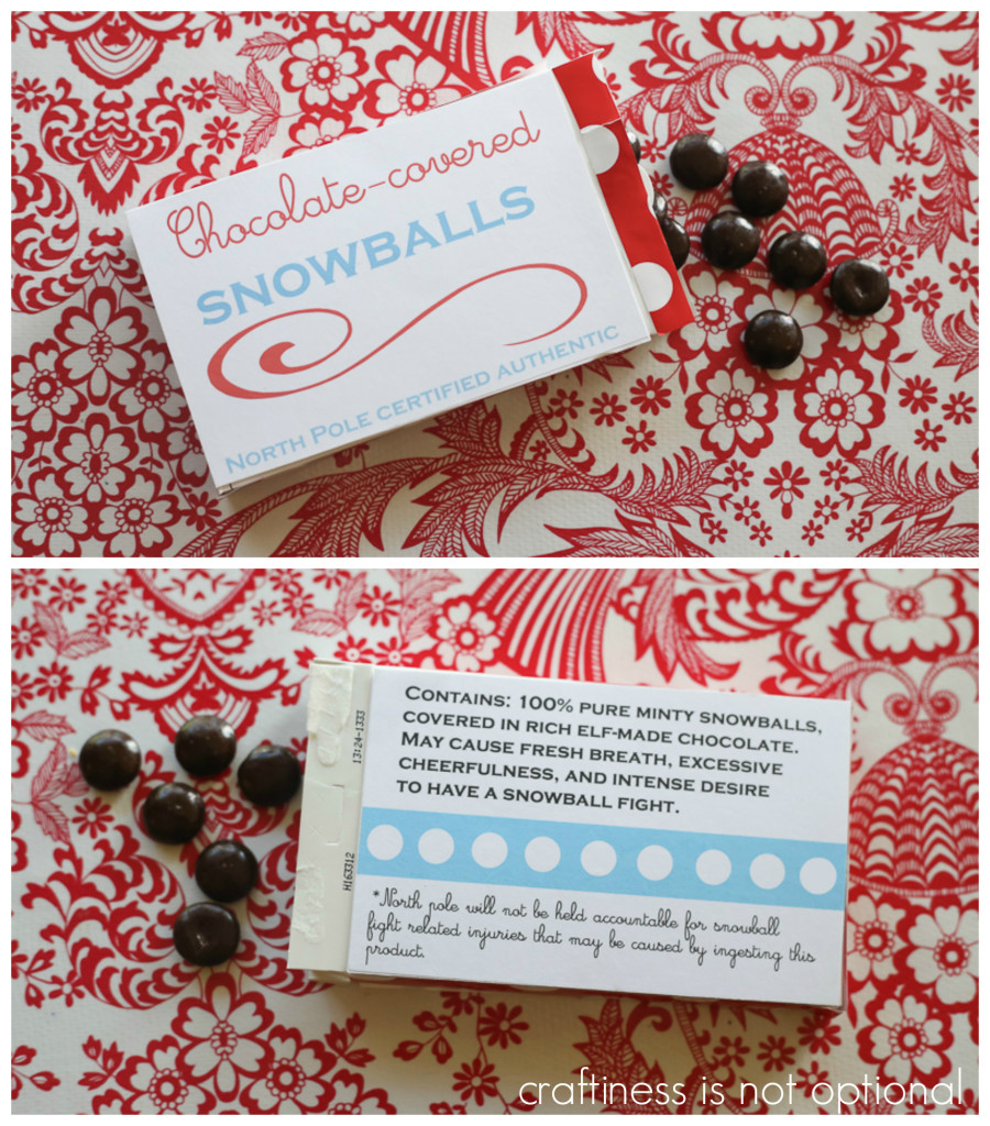 chocolate covered snowballs (free printable)