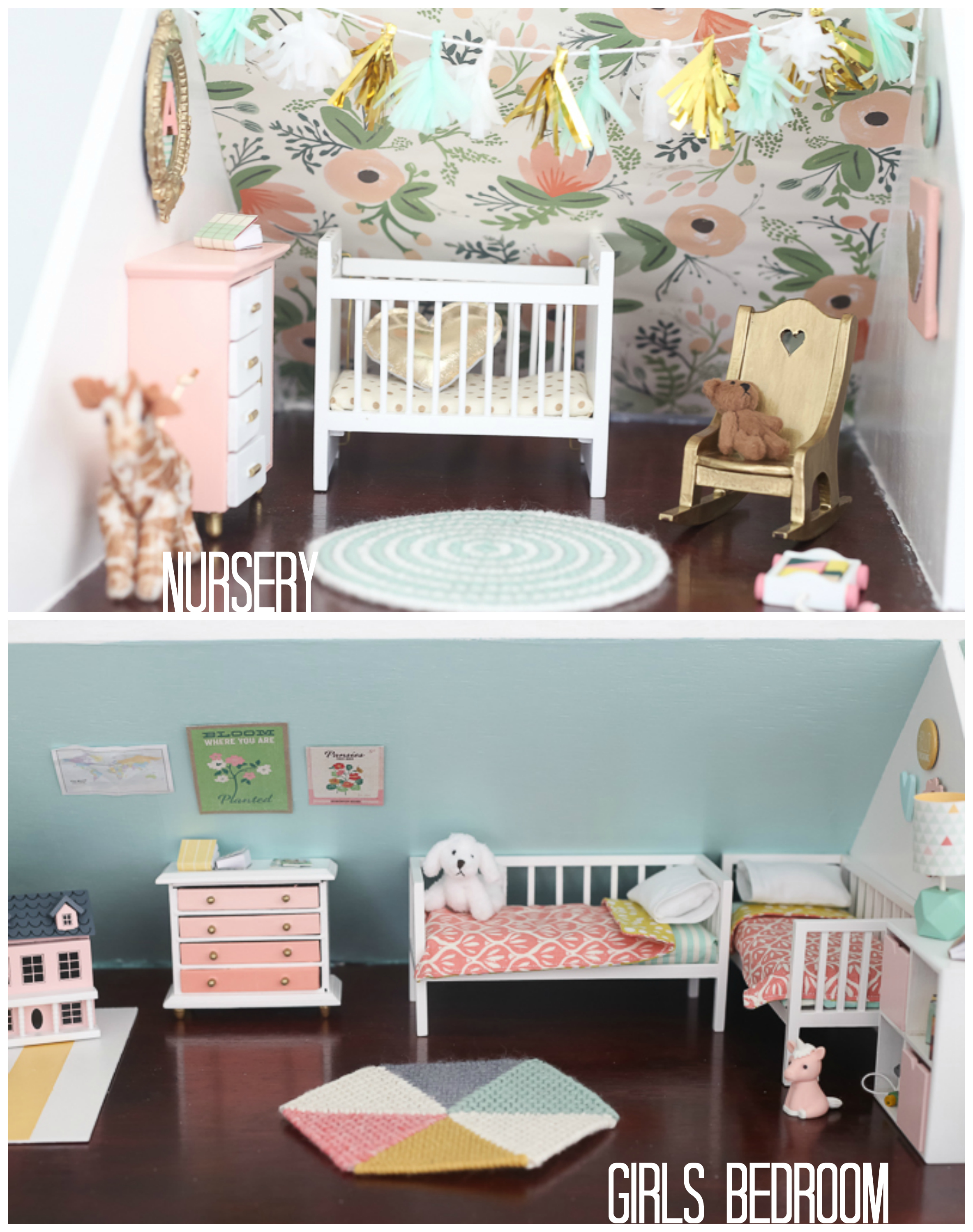 4 diy miniature dollhouse rooms